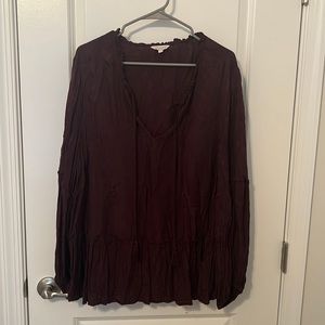 Maroon Ruffled Top